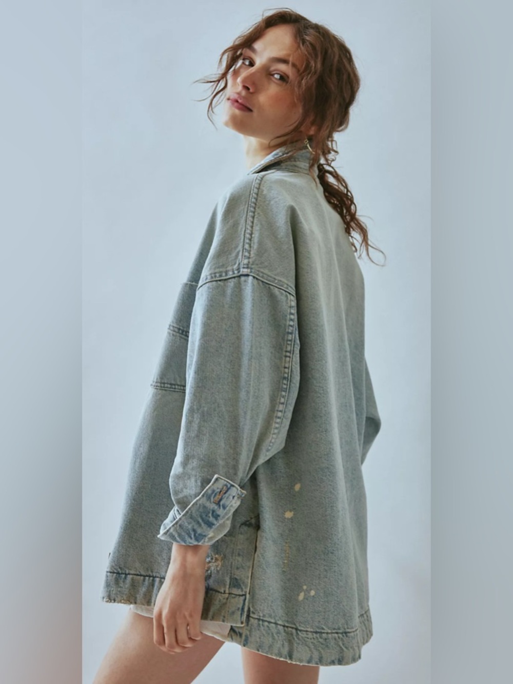 LIKE NEW small We The Free Madison City Denim Jacket in “robins egg”